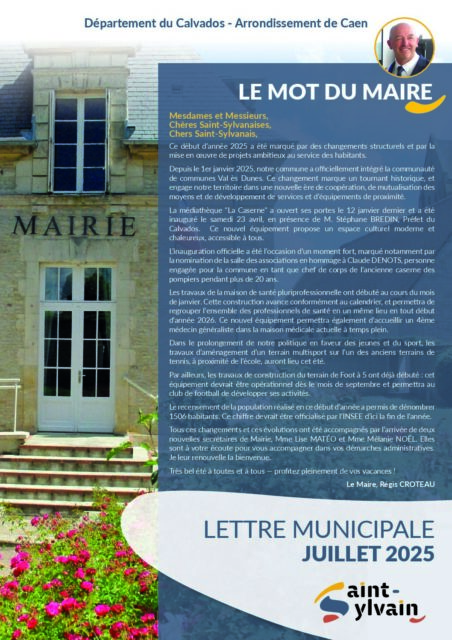 LETTRE MUNICIPALE JUILLET 2025